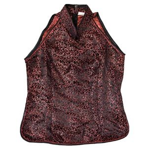 Genuine Silk Blend Brocade Asian Top Vintage Mandarin Collar Womens Small